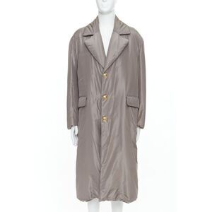 Versace Padded Gold Medusa Button Belted Coat